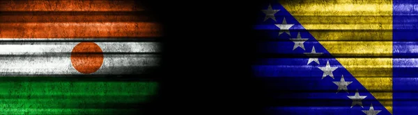 Bandiere Niger Bosnia Erzegovina Sfondo Nero — Foto Stock