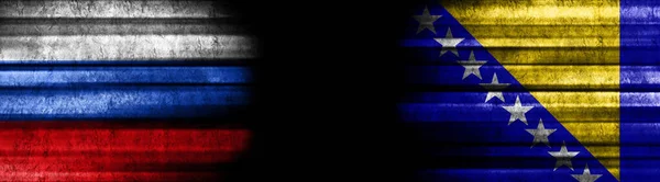 Флаги России Боснии Герцеговины Черном Фоне — стоковое фото