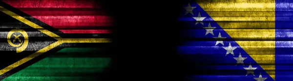 Флаги Вануату Боснии Герцеговины Чёрном Фоне — стоковое фото