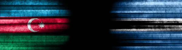 Флаги Азербайджана Ботсваны Черном Фоне — стоковое фото
