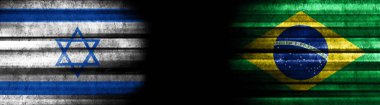 İsrail ve Brezilya Siyah Arkaplanda Bayraklar