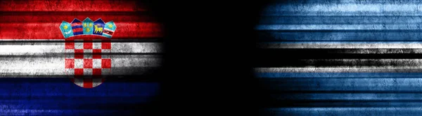 Croacia Botswana Banderas Sobre Fondo Negro — Foto de Stock