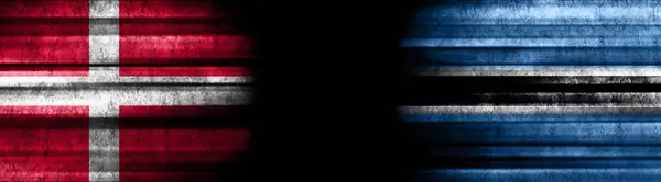 Flagi Danii Botswany Czarnym Tle — Zdjęcie stockowe
