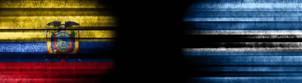 Ecuador Botswana Flags Black Background — Stock Photo, Image