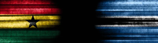 Ghana Och Botswana Flaggor Svart Bakgrund — Stockfoto