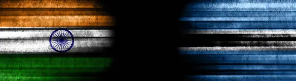 Bandiere India Botswana Sfondo Nero — Foto Stock
