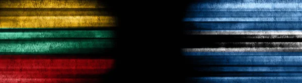 Lituania Botswana Bandiere Sfondo Nero — Foto Stock