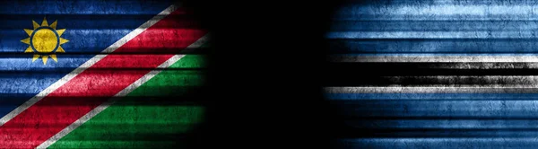 Bandiere Namibia Botswana Sfondo Nero — Foto Stock