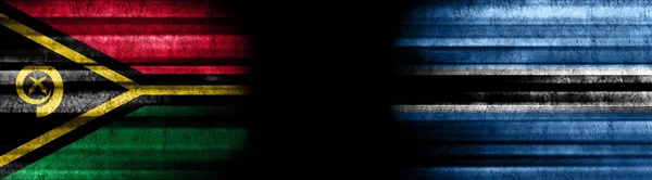 Bandiere Vanuatu Botswana Sfondo Nero — Foto Stock