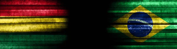 Bandeiras Bolívia Brasil Fundo Preto — Fotografia de Stock