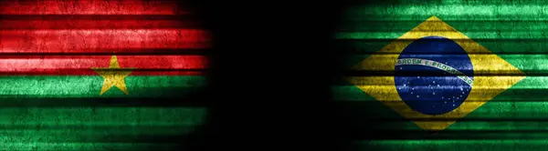 Флаги Буркина Фасо Бразилии Чёрном Фоне — стоковое фото