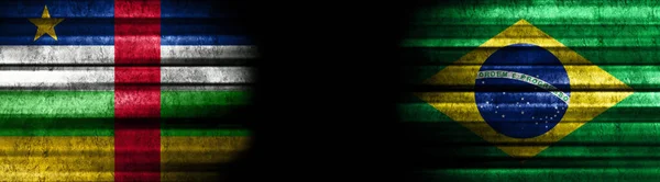 Флаги Центральноафриканской Республики Бразилии Чёрном Фоне — стоковое фото