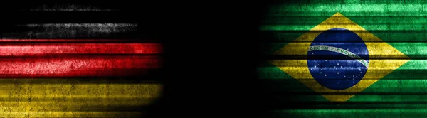 Bandiere Germania Brasile Sfondo Nero — Foto Stock