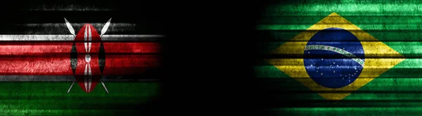 Banderas Kenia Brasil Sobre Fondo Negro — Foto de Stock