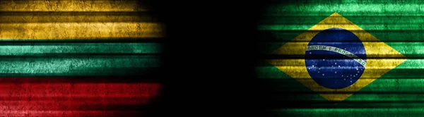 Флаги Литвы Бразилии Чёрном Фоне — стоковое фото