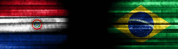 Bandiere Paraguay Brasile Sfondo Nero — Foto Stock