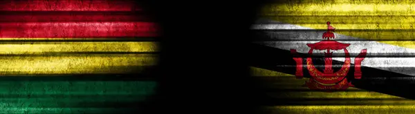 Bolívie Vlajky Brunej Černém Pozadí — Stock fotografie
