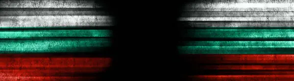 Bulgaria and Bulgaria Flags on Black Background