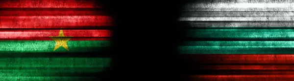 Burkina Faso Bulgaria Banderas Sobre Fondo Negro —  Fotos de Stock