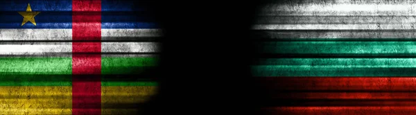 República Centro Africana Bulgária Bandeiras Fundo Preto — Fotografia de Stock