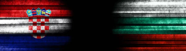 Chorvatsko Bulharsko Vlajky Černém Pozadí — Stock fotografie