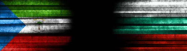 Guiné Equatorial Bulgária Bandeiras Fundo Preto — Fotografia de Stock