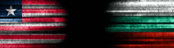 Liberia Bulgaria Flags Black Background — Stock Photo, Image