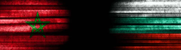 Banderas Marruecos Bulgaria Sobre Fondo Negro — Foto de Stock