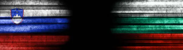 Slovenya Bulgaristan Siyah Arkaplanda Bayraklar — Stok fotoğraf