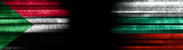Súdán Bulharsko Vlajky Černém Pozadí — Stock fotografie