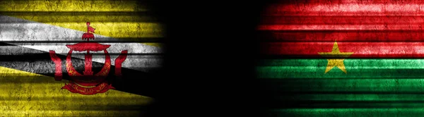 Brunei Burkina Faso Banderas Sobre Fondo Negro —  Fotos de Stock