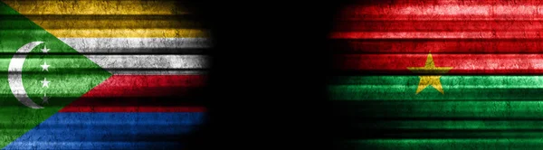 Komory Burkina Faso Vlajky Černém Pozadí — Stock fotografie
