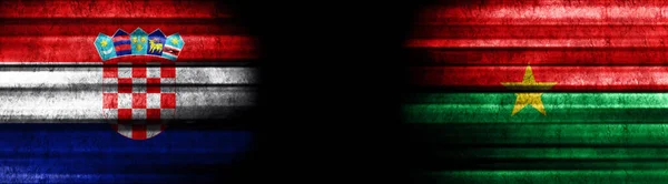 Croácia Burkina Faso Bandeiras Fundo Preto — Fotografia de Stock