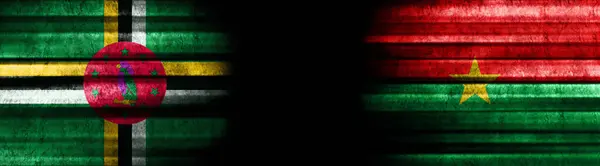 Banderas Dominica Burkina Faso Sobre Fondo Negro —  Fotos de Stock