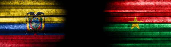 Ecuador Burkina Faso Flags Black Background — Stock Photo, Image