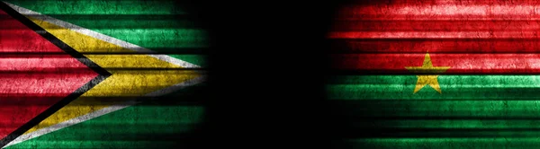 Guyana Burkina Faso Banderas Sobre Fondo Negro —  Fotos de Stock