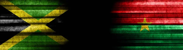 Jamajka Burkina Faso Vlajky Černém Pozadí — Stock fotografie