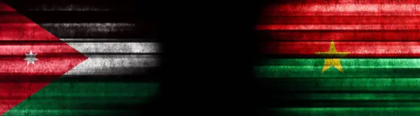 Jordanië Burkina Faso Vlaggen Zwarte Achtergrond — Stockfoto