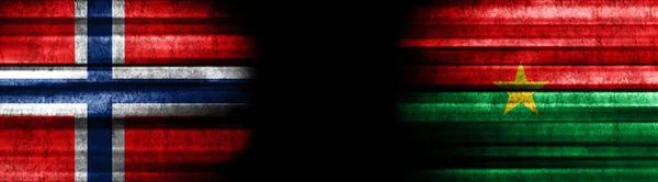 Noruega Burkina Faso Bandeiras Fundo Preto — Fotografia de Stock