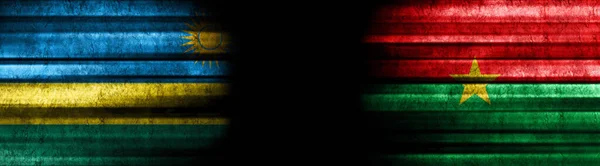 Ruanda Burkina Faso Bandeiras Fundo Preto — Fotografia de Stock