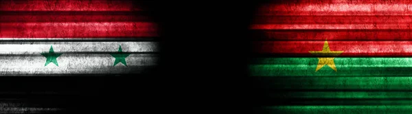Syrië Burkina Faso Vlaggen Zwarte Achtergrond — Stockfoto