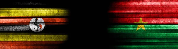 Флаги Уганды Буркина Фасо Чёрном Фоне — стоковое фото