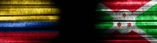 Colombia Och Burundi Flaggor Svart Bakgrund — Stockfoto