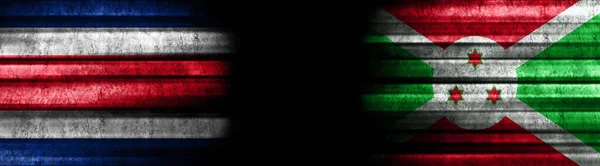 Banderas Costa Rica Burundi Sobre Fondo Negro —  Fotos de Stock