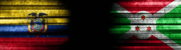 Флаги Эквадора Бурунди Чёрном Фоне — стоковое фото