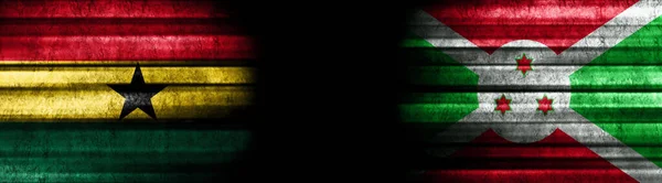 Γκάνα Και Μπουρούντι Σημαίες Μαύρο Φόντο — Φωτογραφία Αρχείου