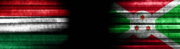 Banderas Hungría Burundi Sobre Fondo Negro —  Fotos de Stock
