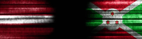 Banderas Letonia Burundi Sobre Fondo Negro —  Fotos de Stock