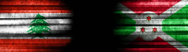 Bandeiras Líbano Burundi Sobre Fundo Preto — Fotografia de Stock