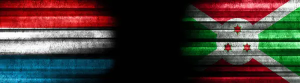 Banderas Luxemburgo Burundi Sobre Fondo Negro —  Fotos de Stock